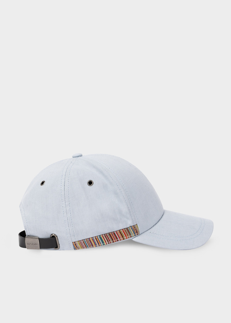 Paul Smith Sky Blue Linen Signature Stripe Trim Cap outlook