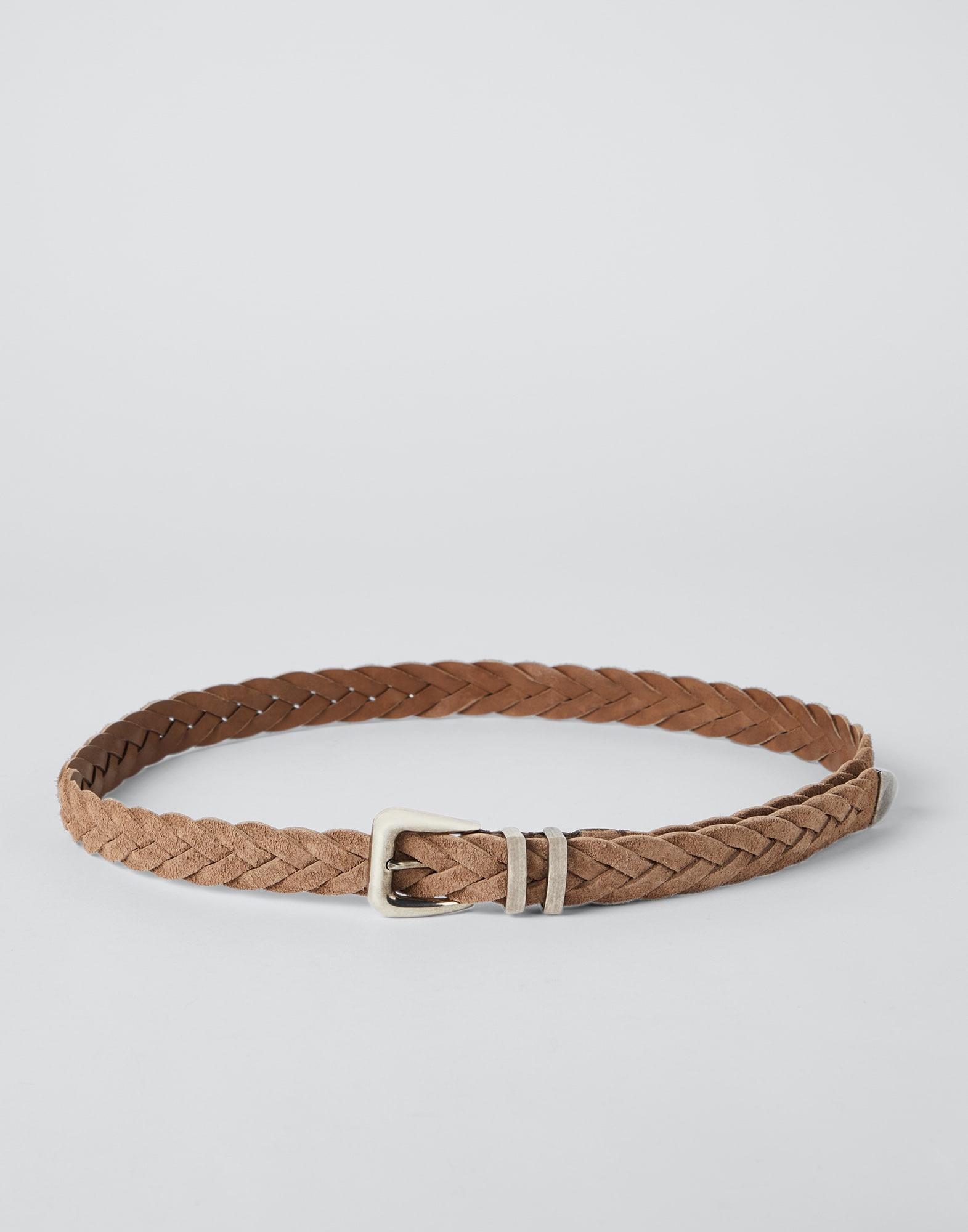 Braided suede calfskin belt with double keeper - 1