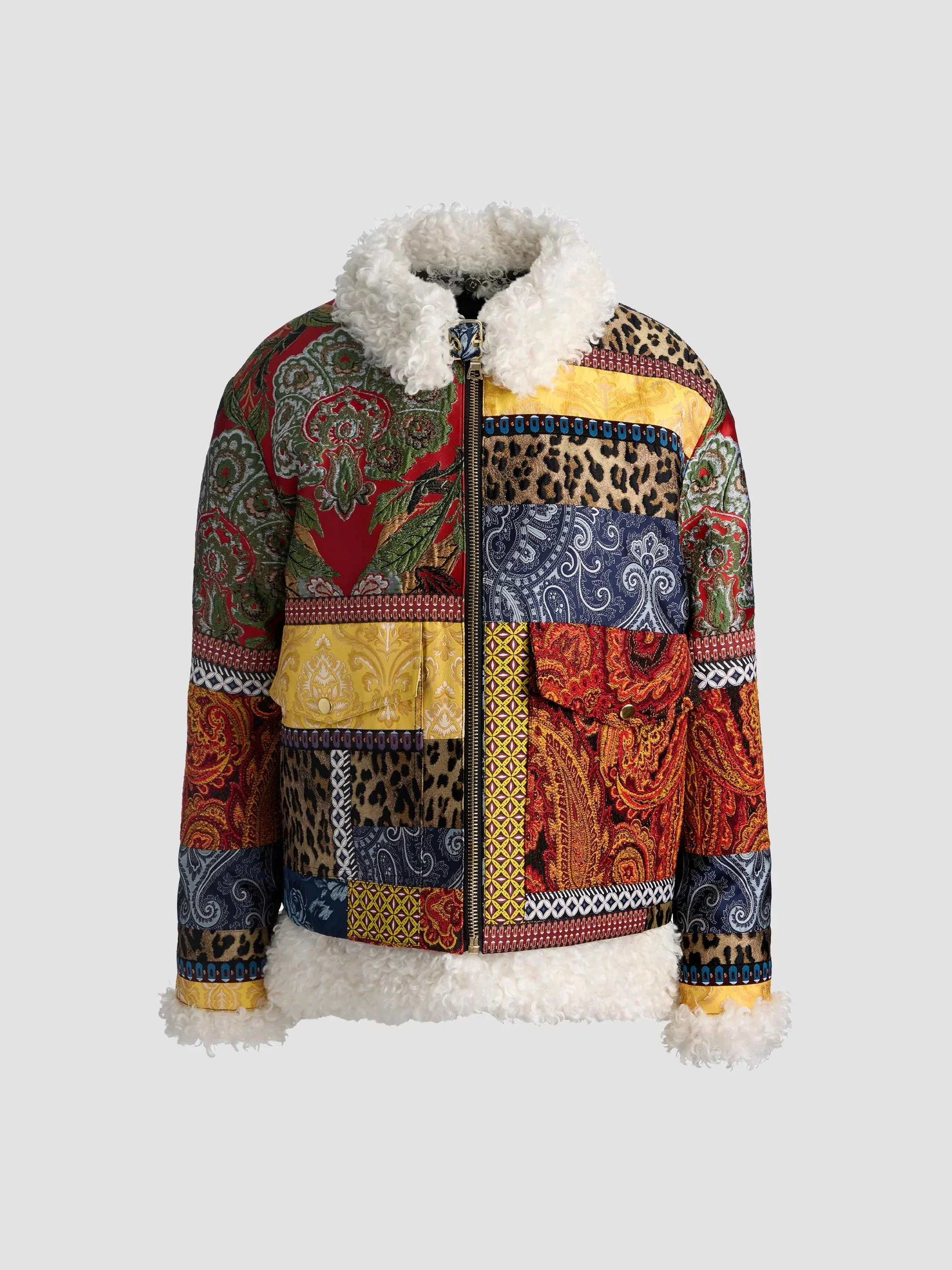 Women's Hudson Patchwork Jacquard & Sherpa Aviator Coat - Multi - 1