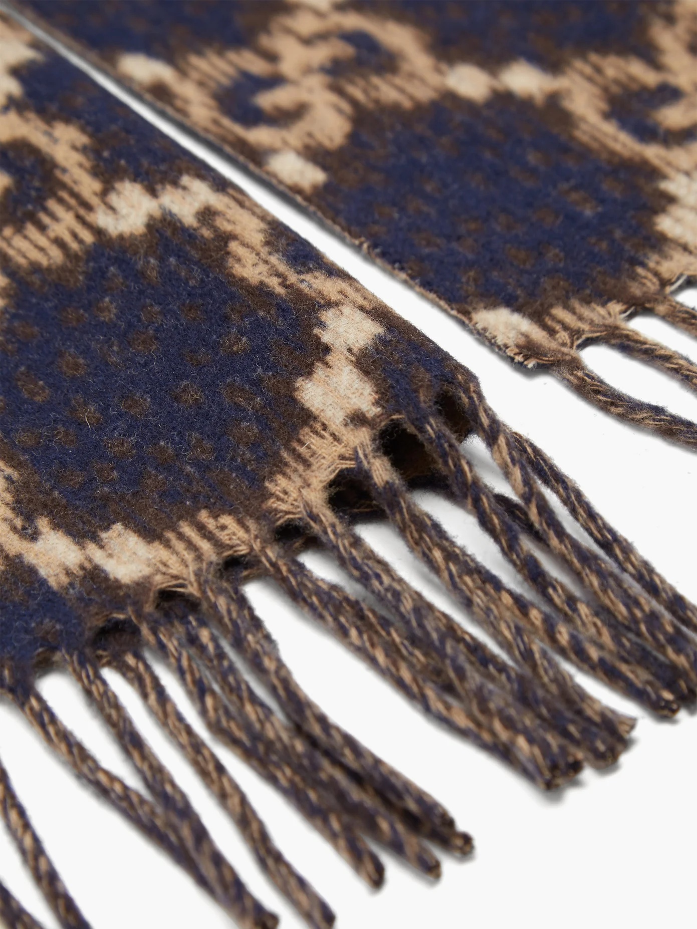 GG-jacquard fringed wool scarf - 3