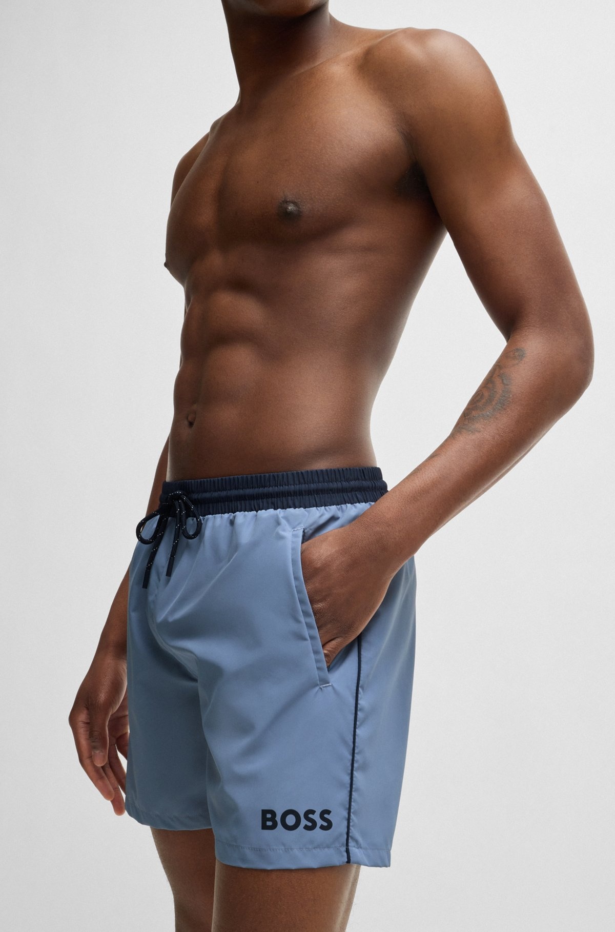 QUICK-DRY SWIM SHORTS WITH CONTRAST DETAILS - 3