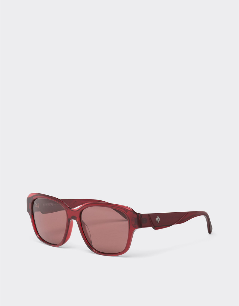 Ferrari sunglasses in transparent burgundy acetate with polarised purple lenses 4