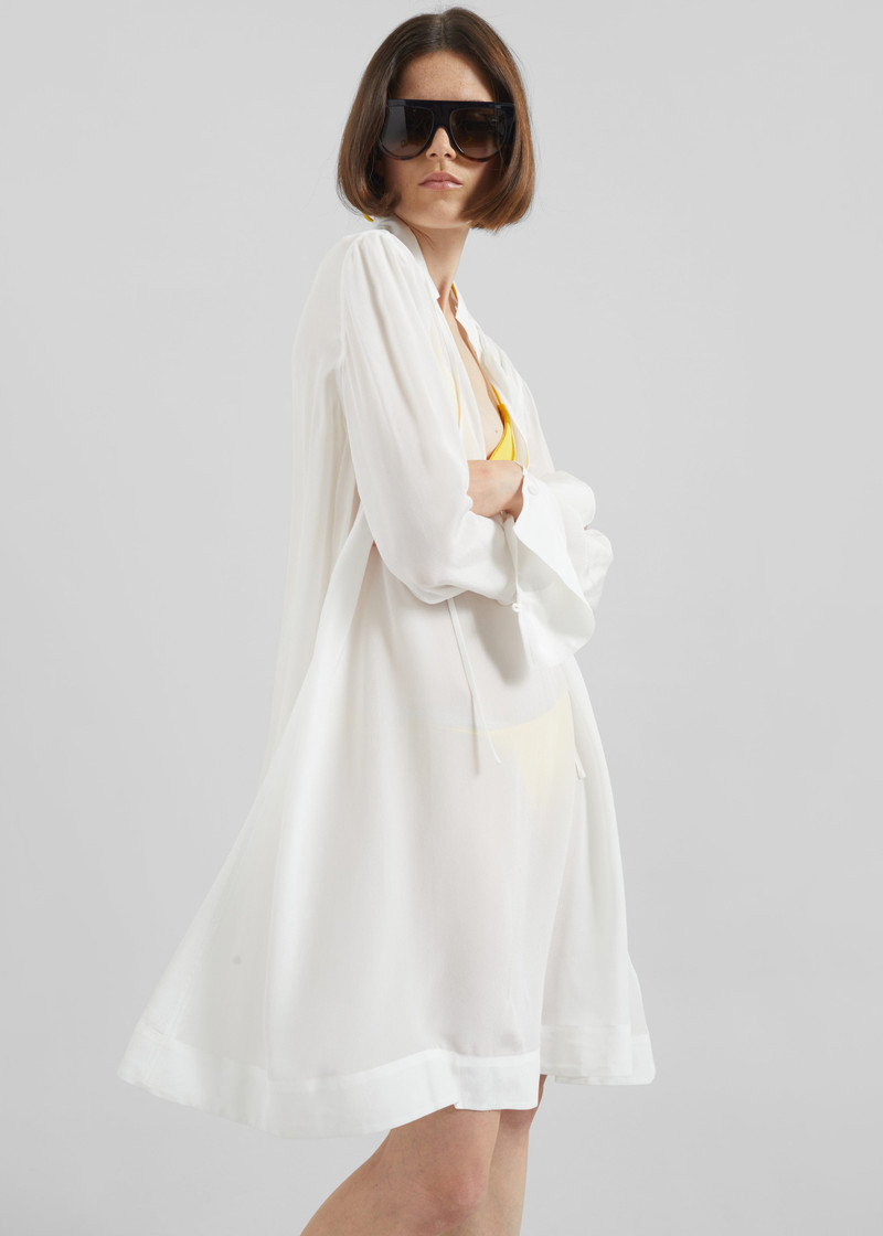 Nazare Fluid Shirt Dress - White 8