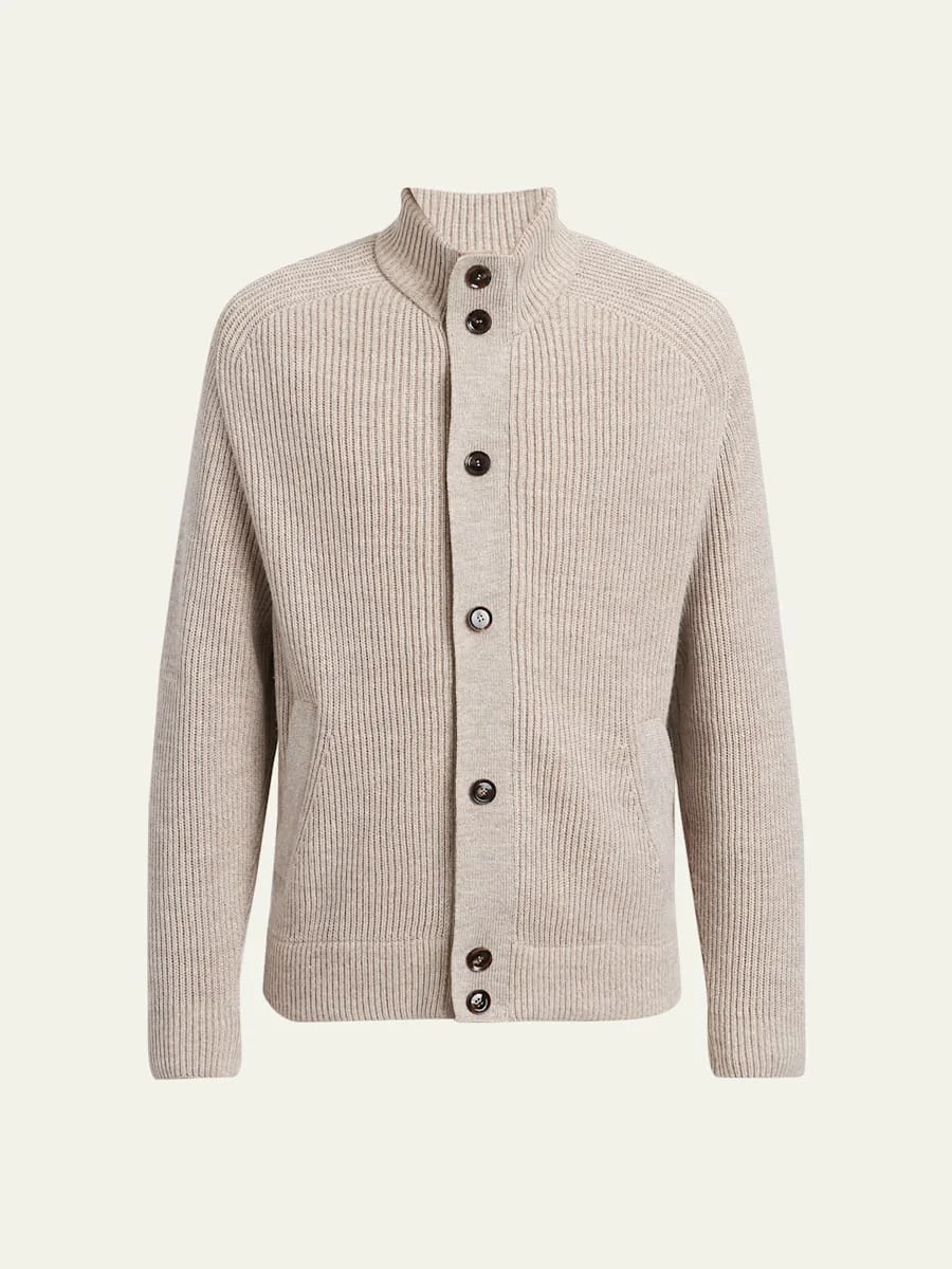 Men's Ribbed Cotton-Blend Mouline Blouson Sweater - 1