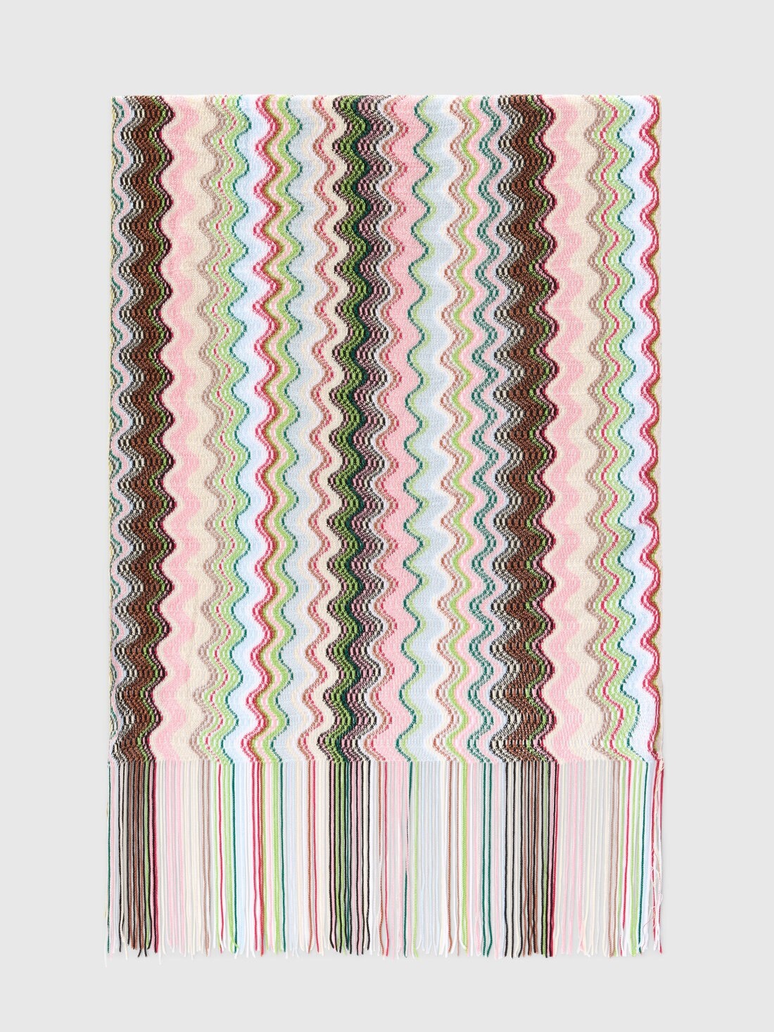 100% viscose scarf with wave pattern and fringes - 1