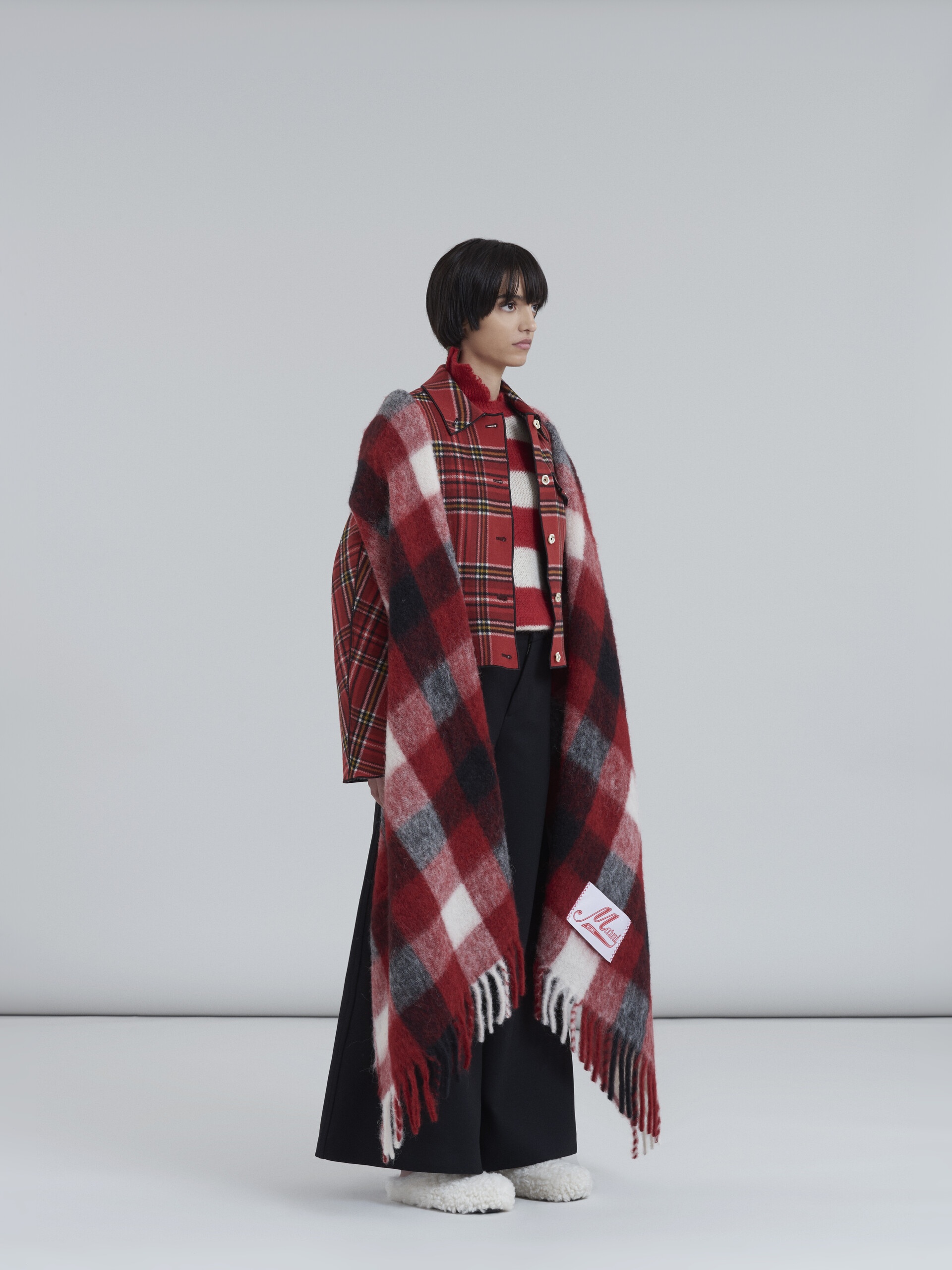 DOUBLE FACE MELTON WOOL JACKET WITH CONTRASTING LINING AND PIPING - 6