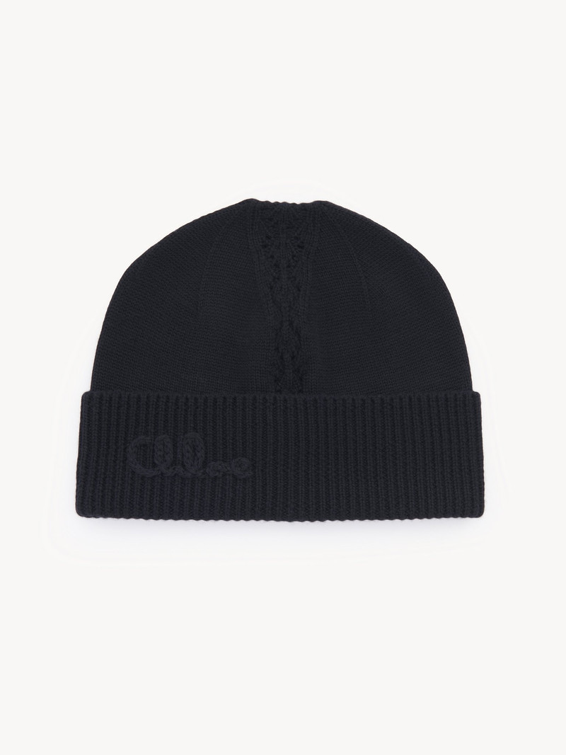 THE CHLOÉ LACE KNIT BEANIE IN WOOL & LACE JACQUARD 1