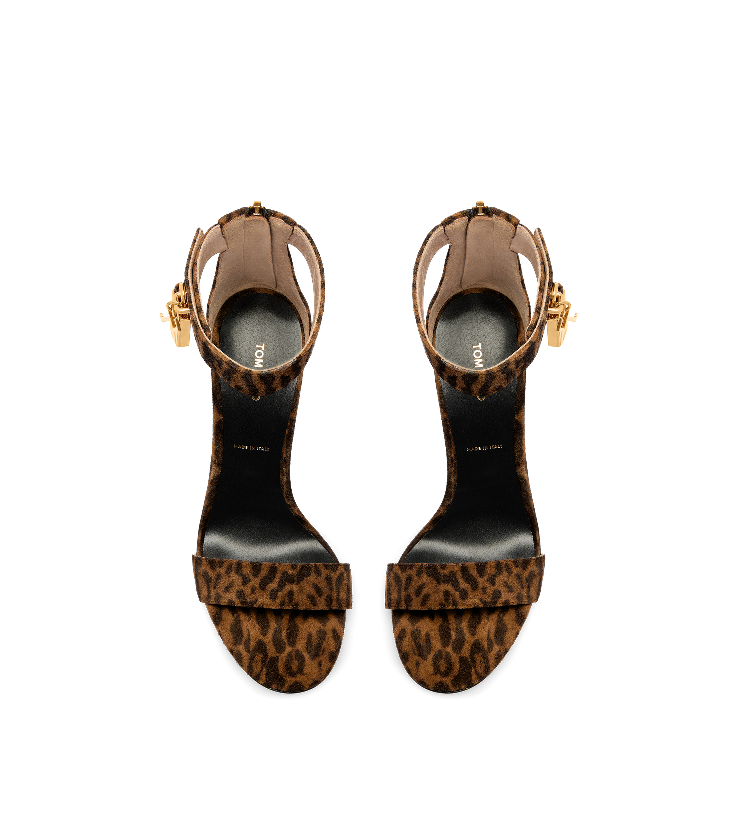 OCELOT-PRINT SUEDE PADLOCK SANDAL - 4
