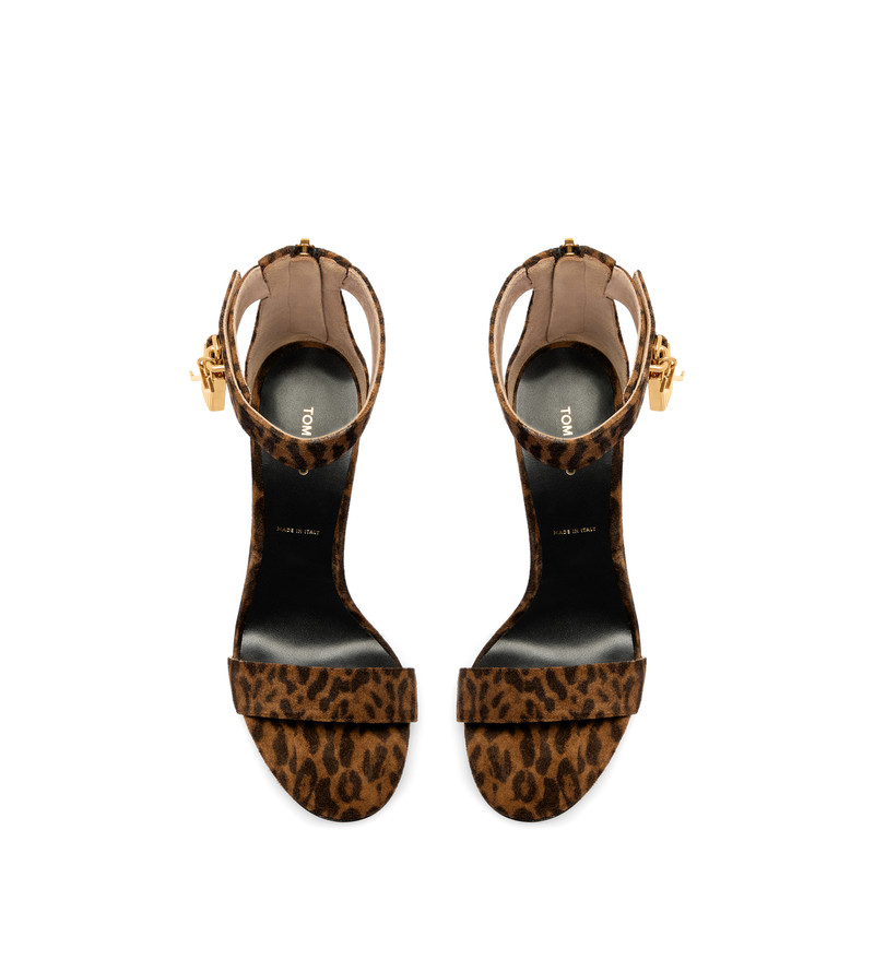 OCELOT-PRINT SUEDE PADLOCK SANDAL 4