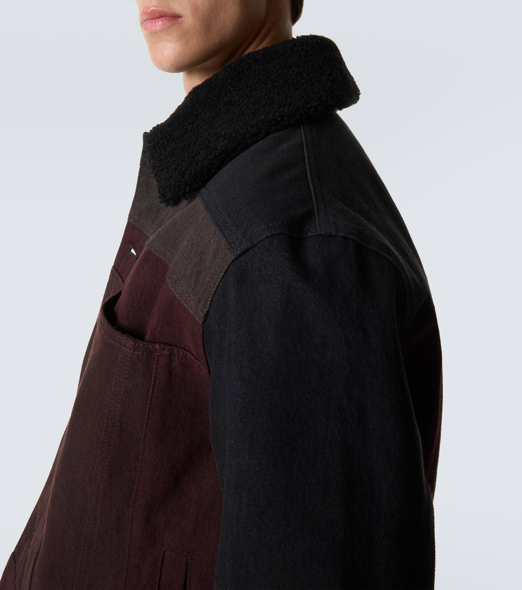 Shearling-trimmed denim blouson jacket - 6