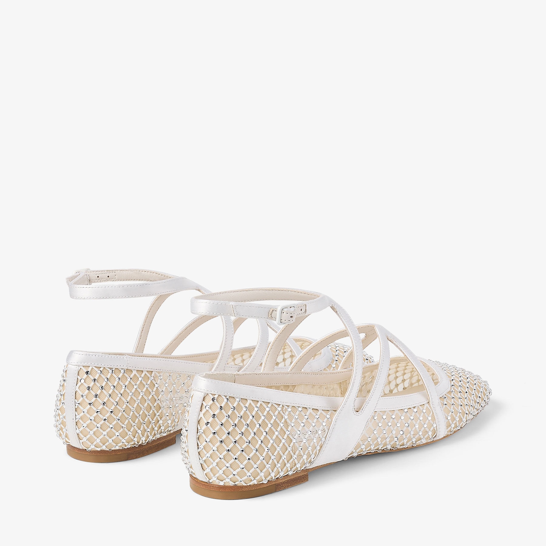 Astoria Flat
White Crystal Mesh Satin Flats - 5