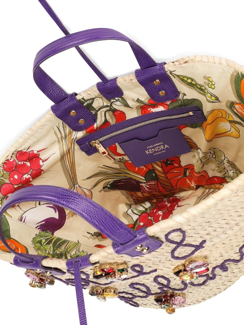 logo-embroidered raffia tote bag - 4