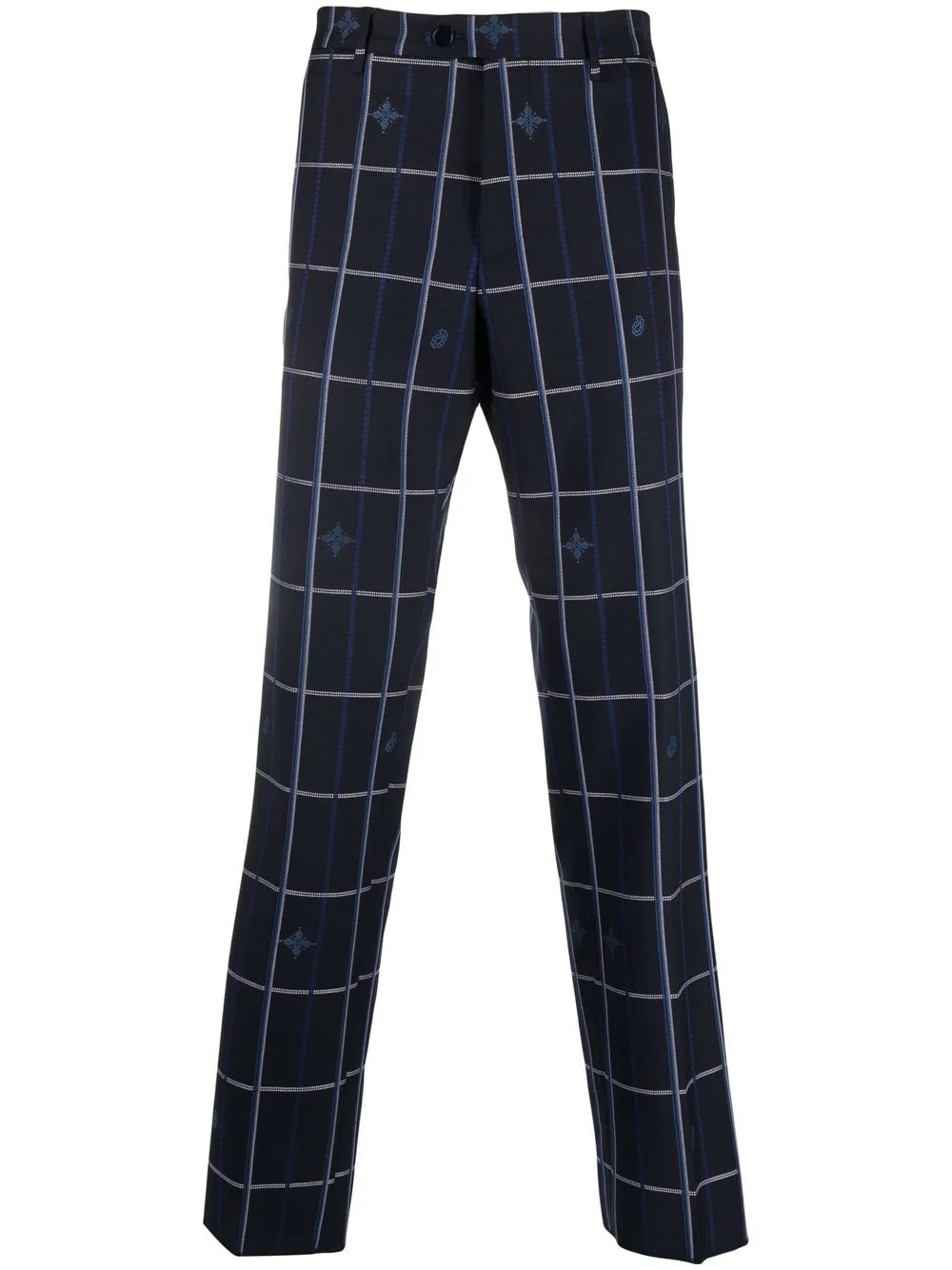 checked straight-leg tailored trousers - 1