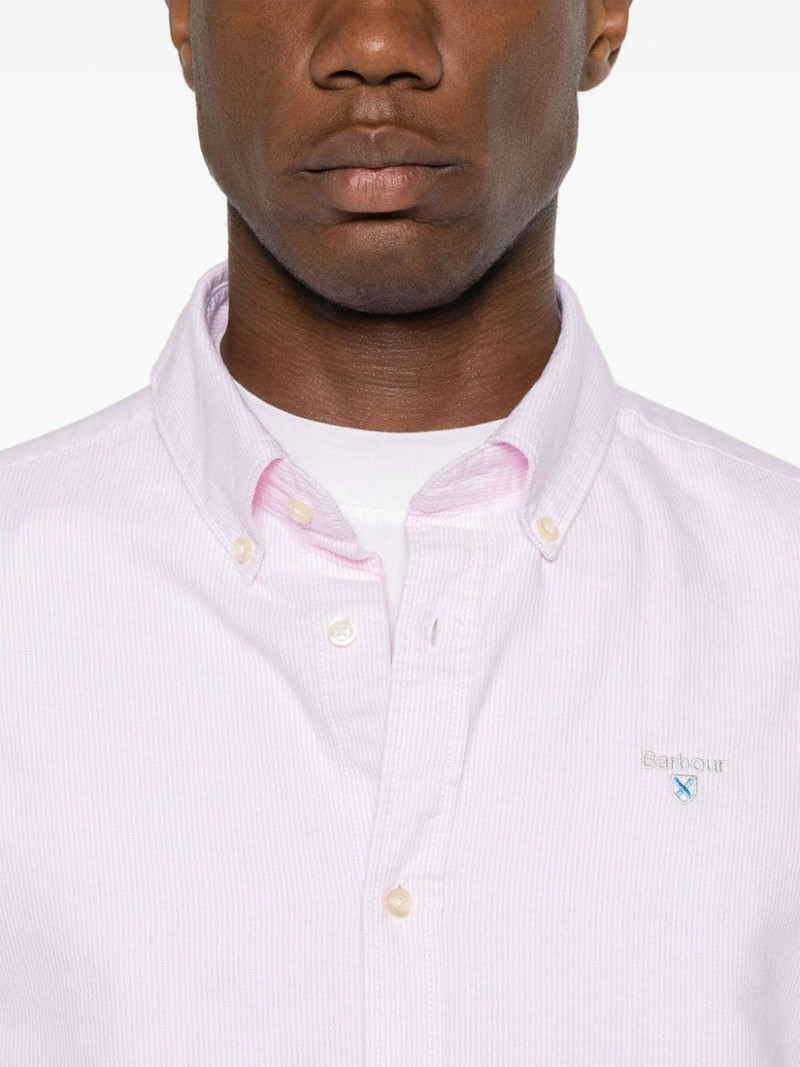 logo-embroidered striped shirt 5