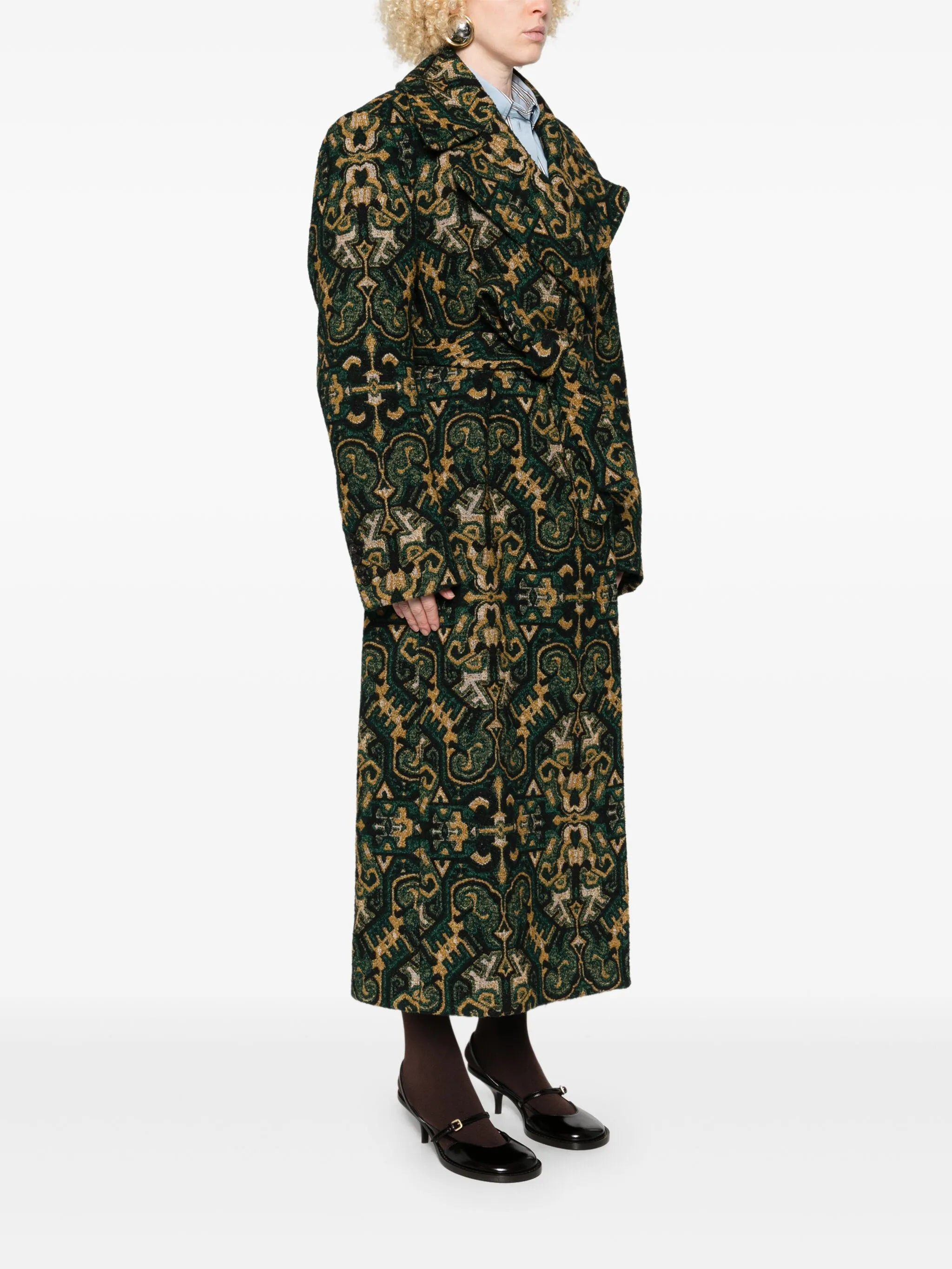 Dries Van Noten Belted Patterned Coat - 4