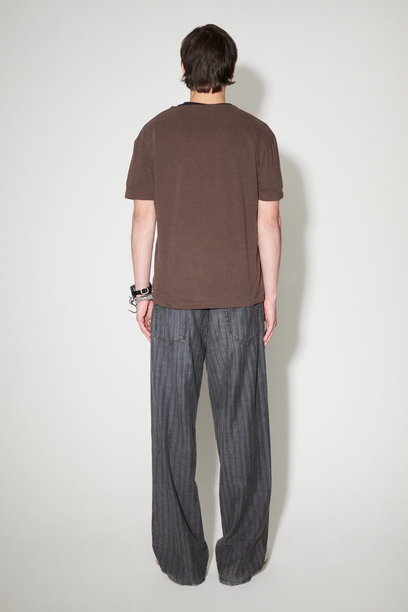 U-Neck T-Shirt Washed Charcoal Cotton Silk - 4