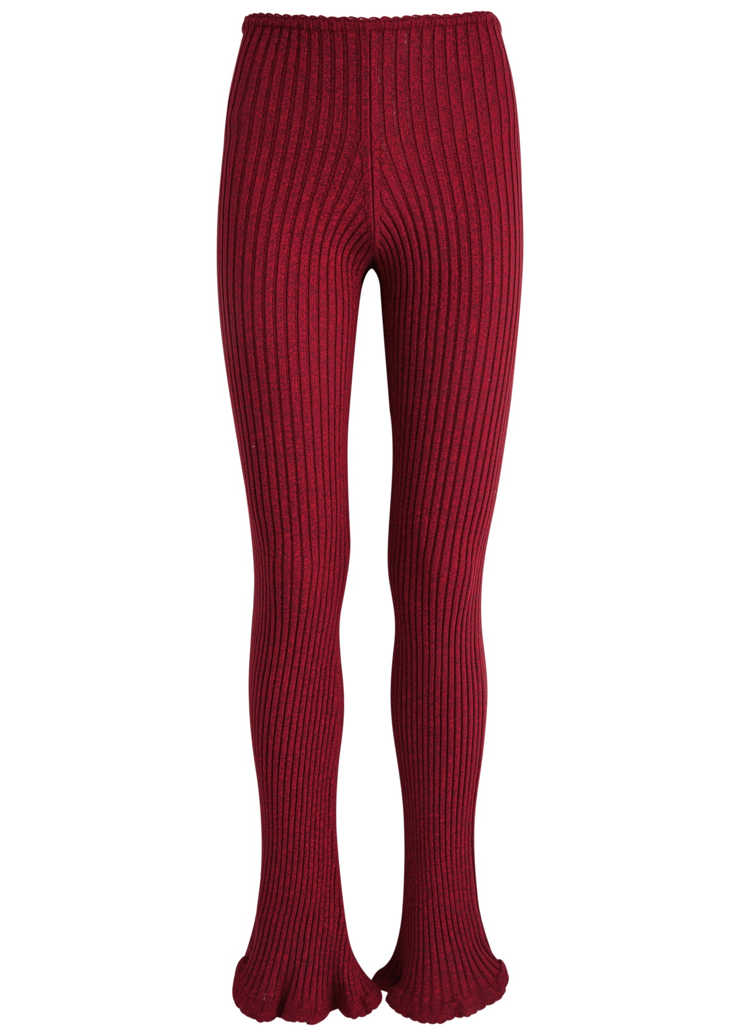 Space-dyed ribbed-knit trousers - 1