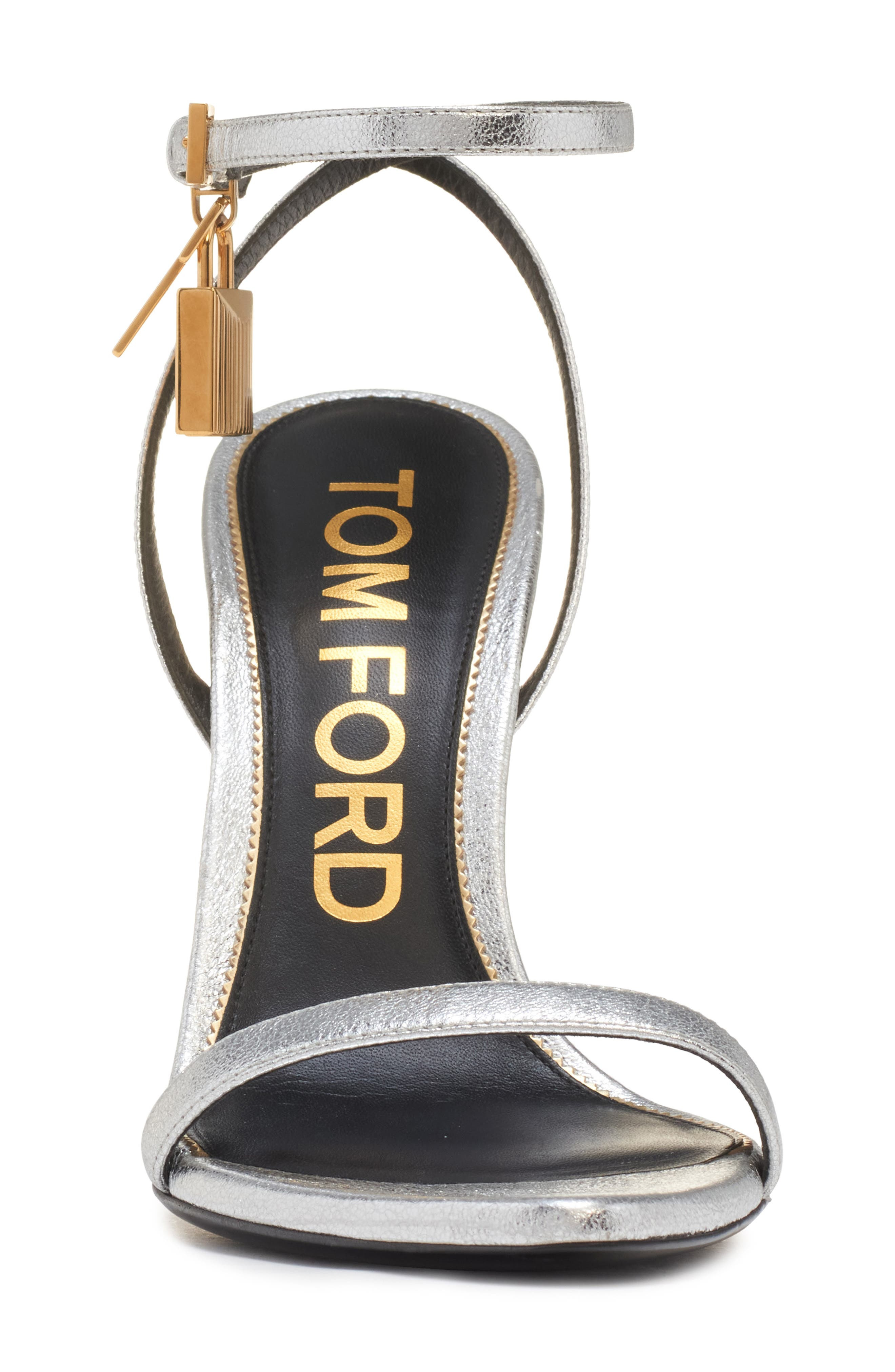 Padlock Naked Metallic Pointy Toe Sandal - 4