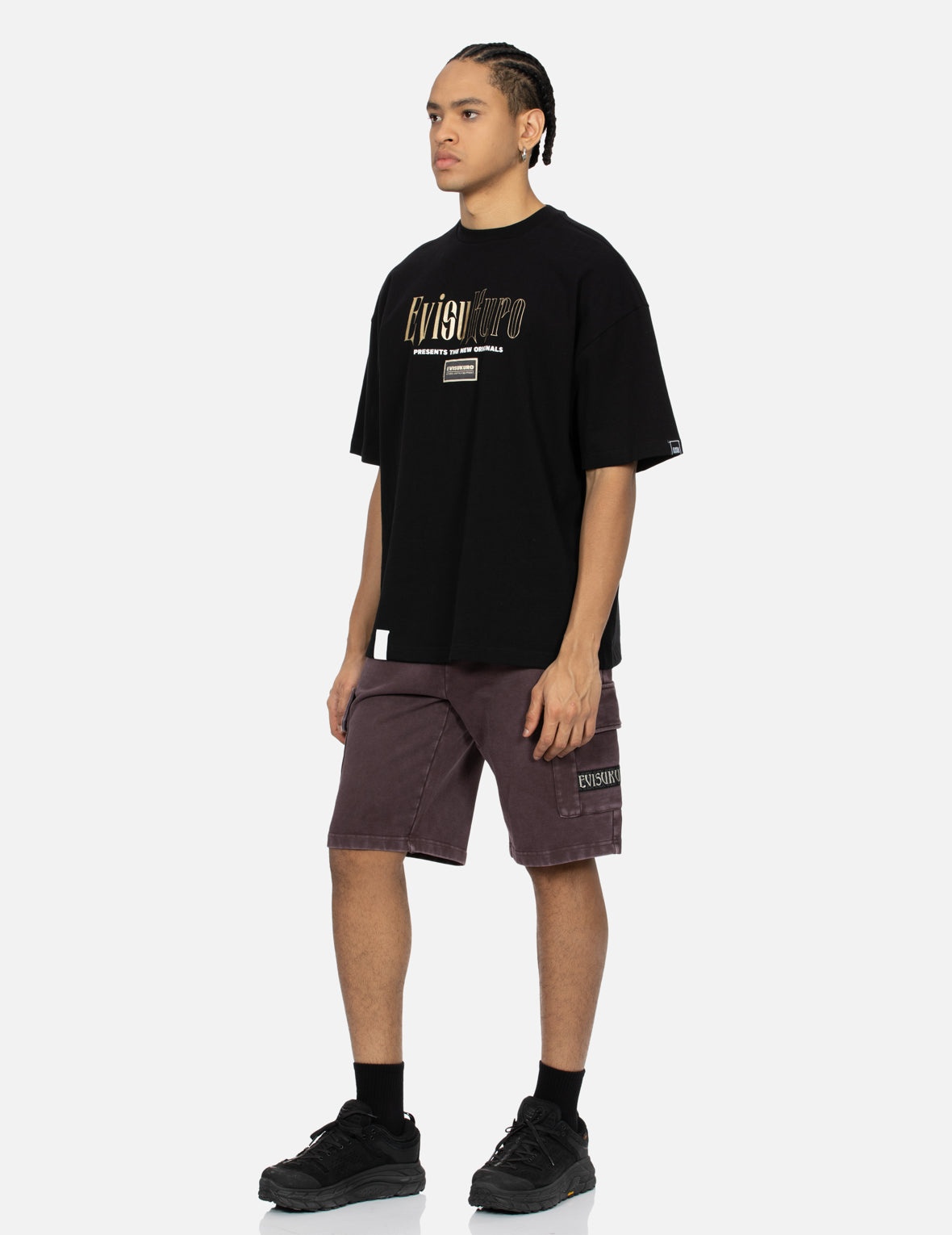 Gold Foil Calligraphy Logo Print Oversized T-shirt - 3
