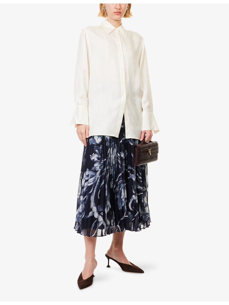 Erdem Pleated High-Waist Woven Midi Skirt outlook