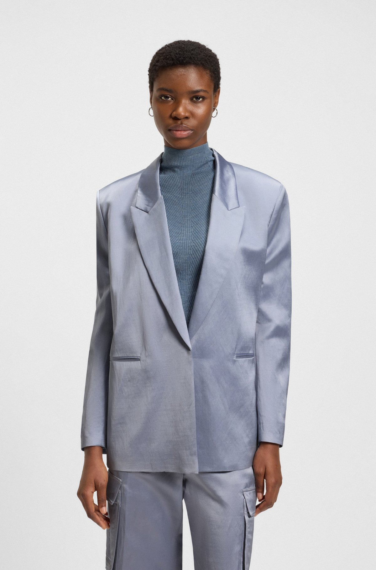 RELAXED-FIT BLAZER IN SATEEN - 2