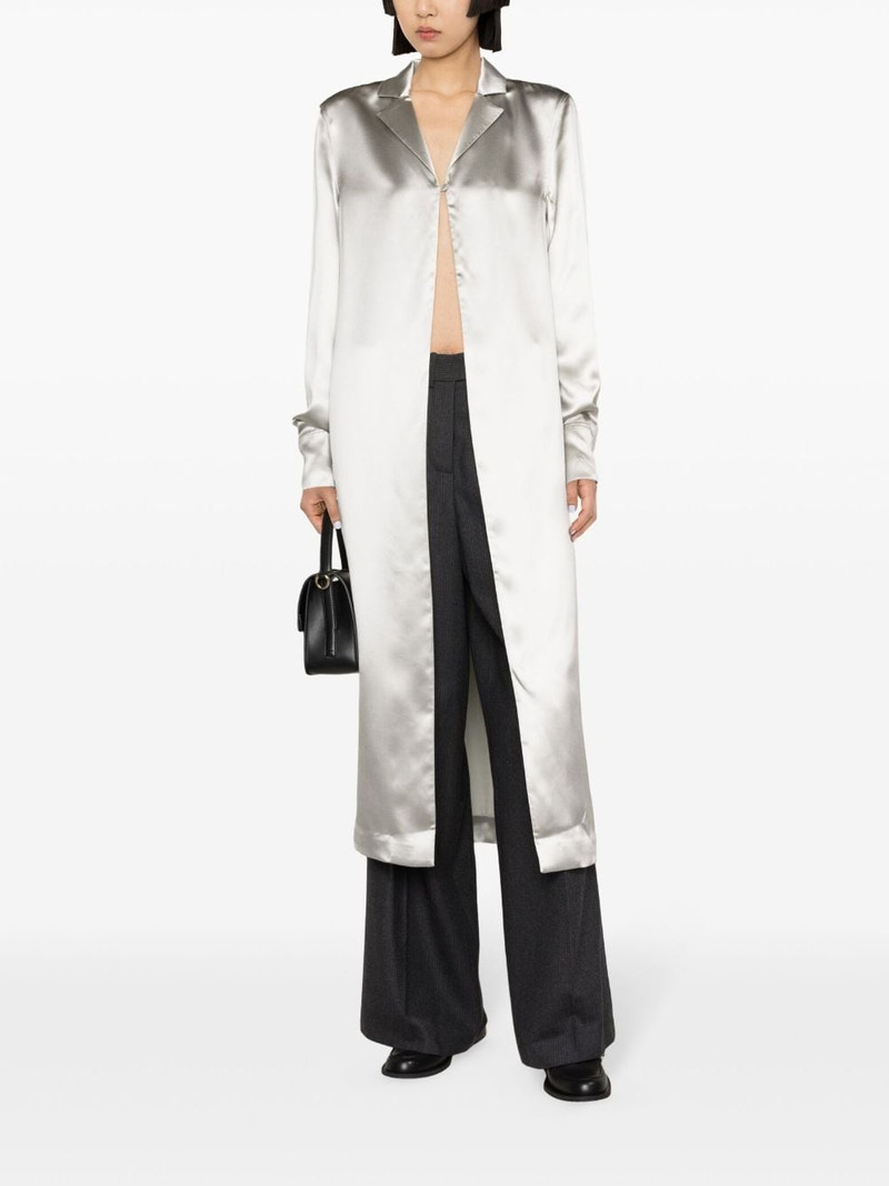 Loulou de Saison satin silk-blend long shirt outlook