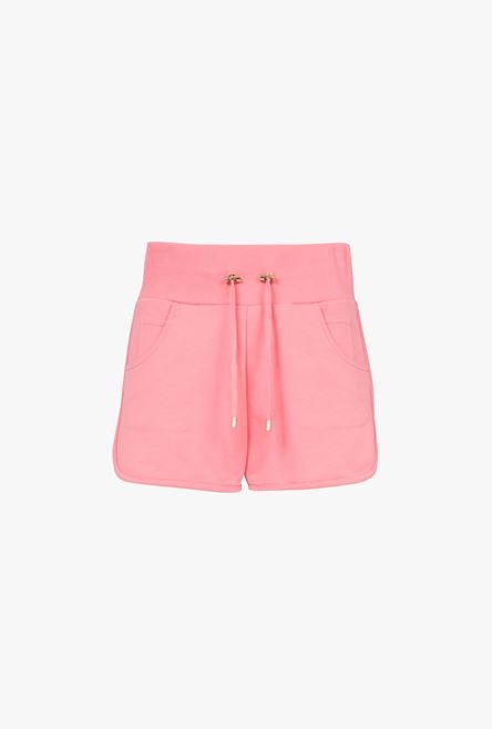 Salmon pink and white eco-designed knit shorts - 1