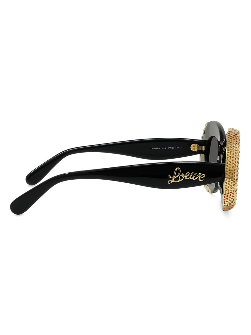 Men's x Paula's Ibiza 47MM Oval Sunglasses - Black Gold Dark Grey 7