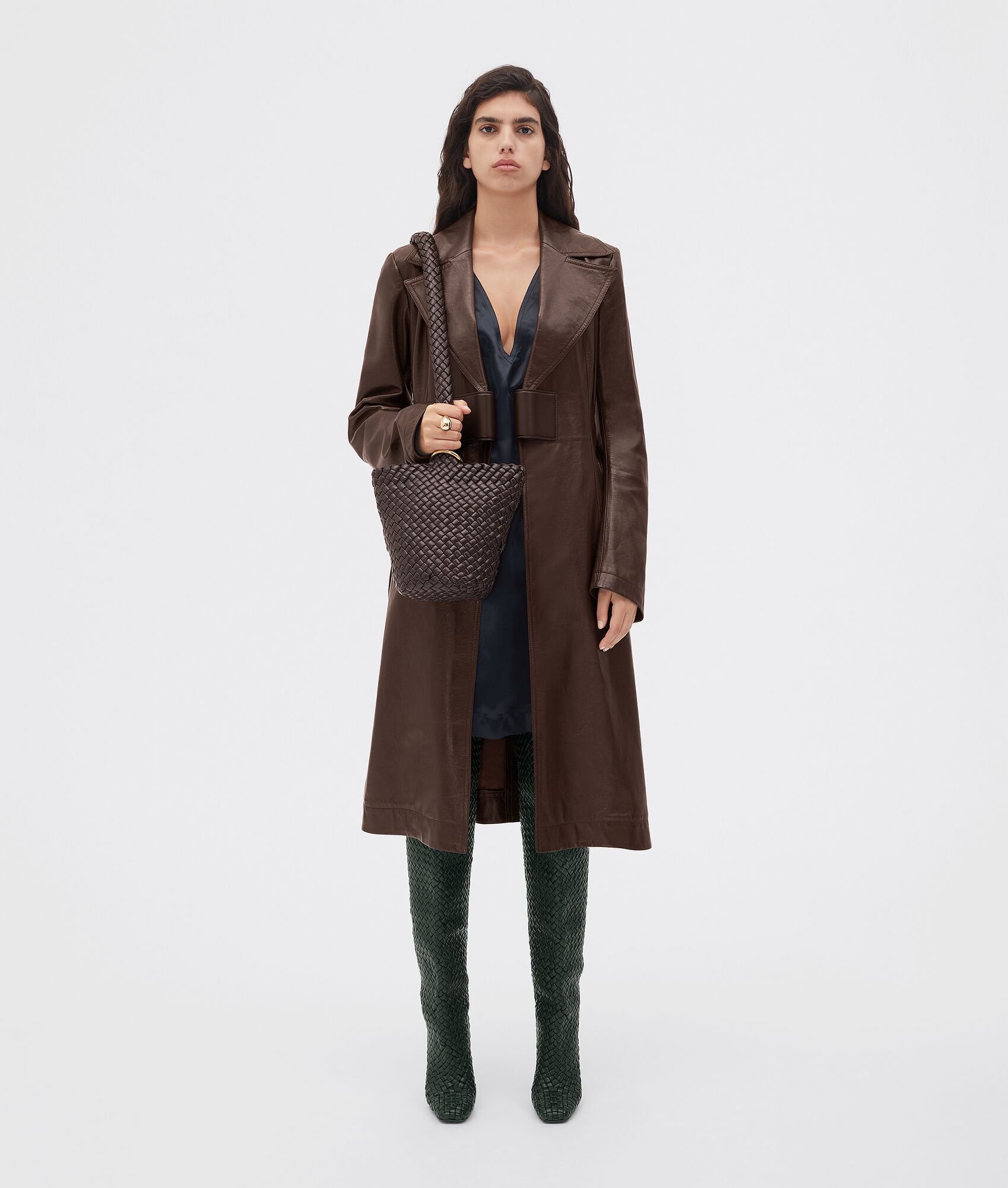shiny leather coat - 4