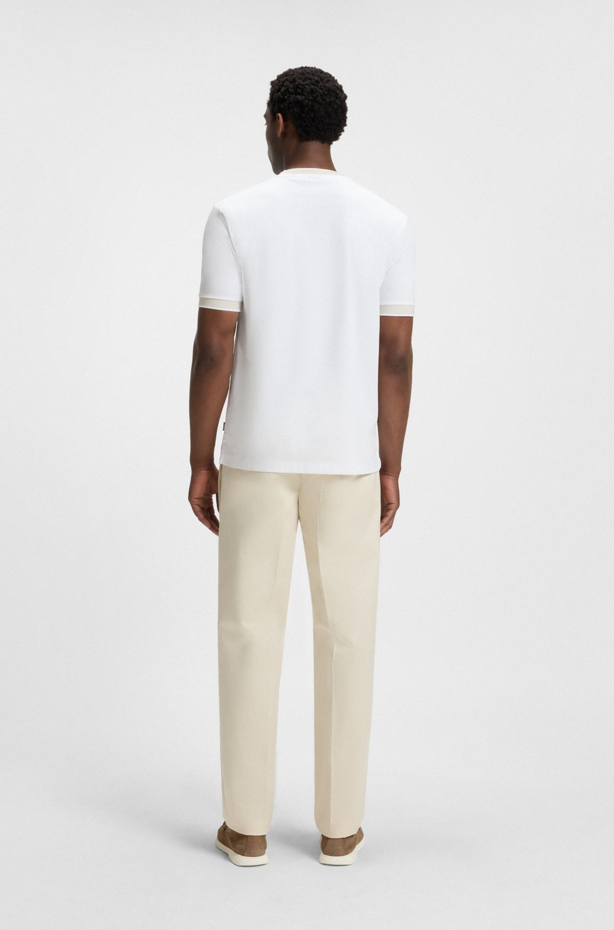 SLIM-FIT SHIRT IN DOBBY COTTON WITH CONTRAST TRIMS - 5