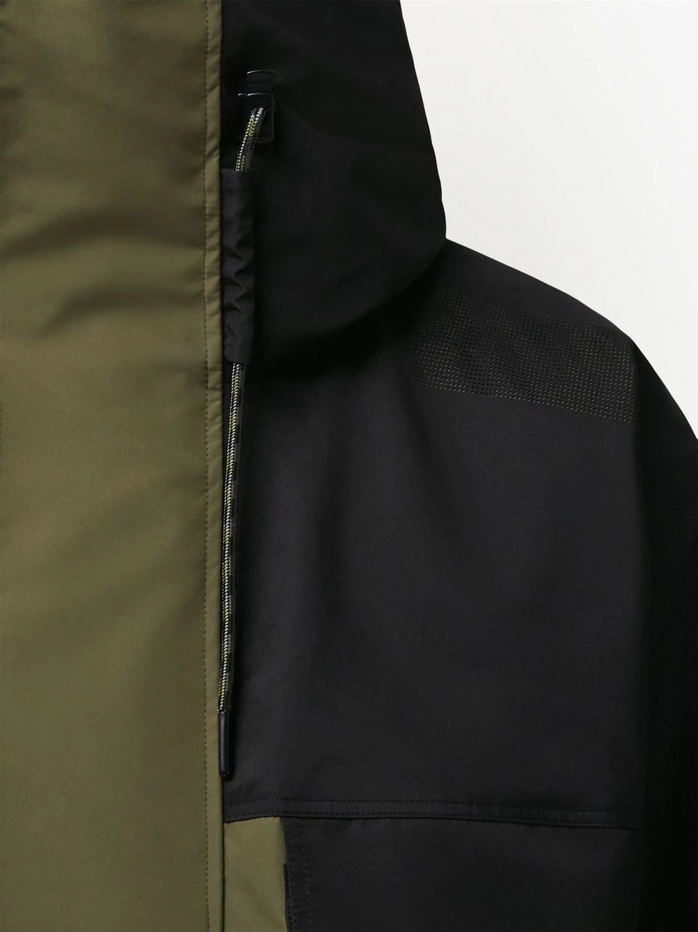 perforated logo two-tone parka - 4