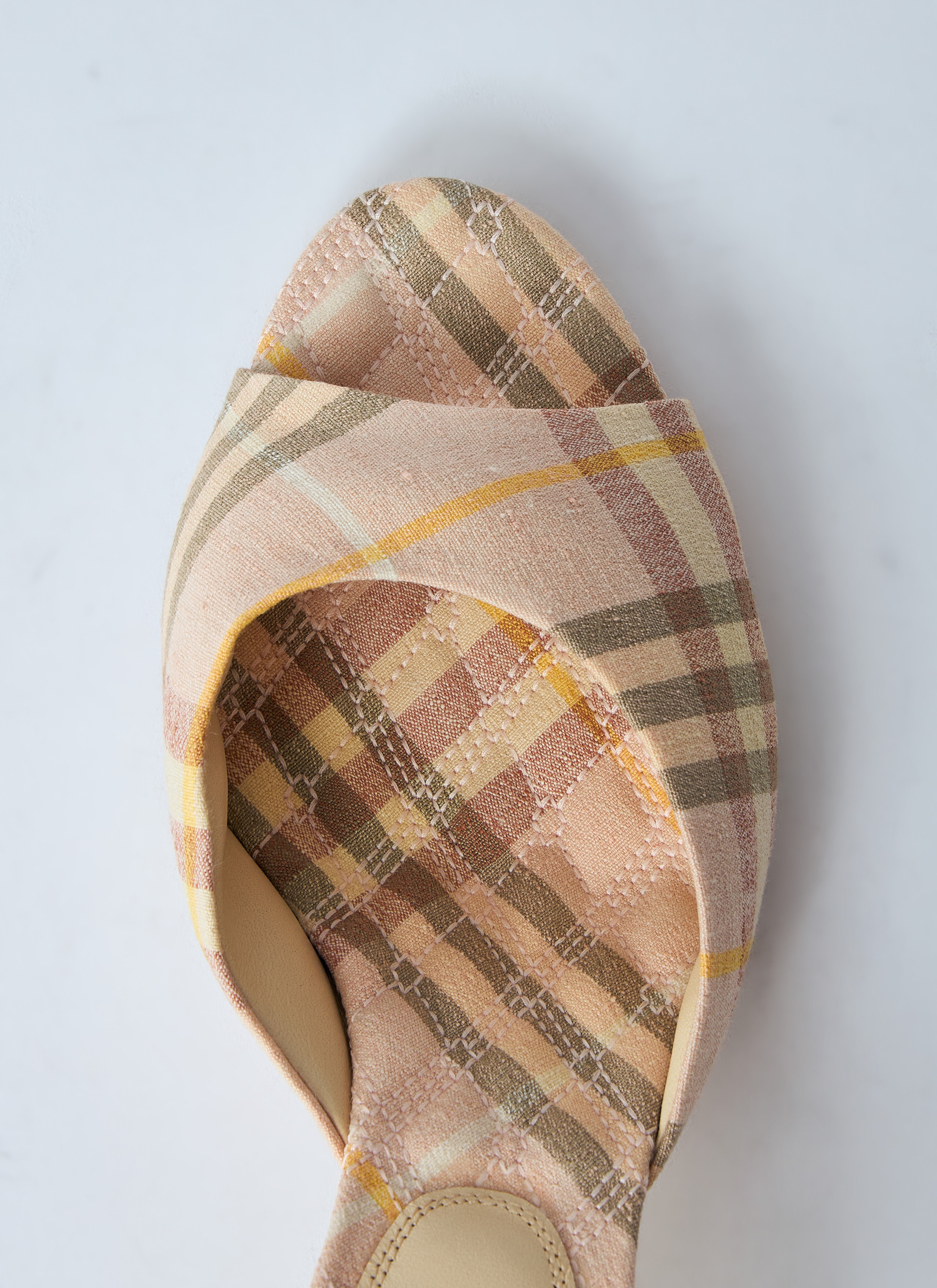 Check Heeled Mules - 6