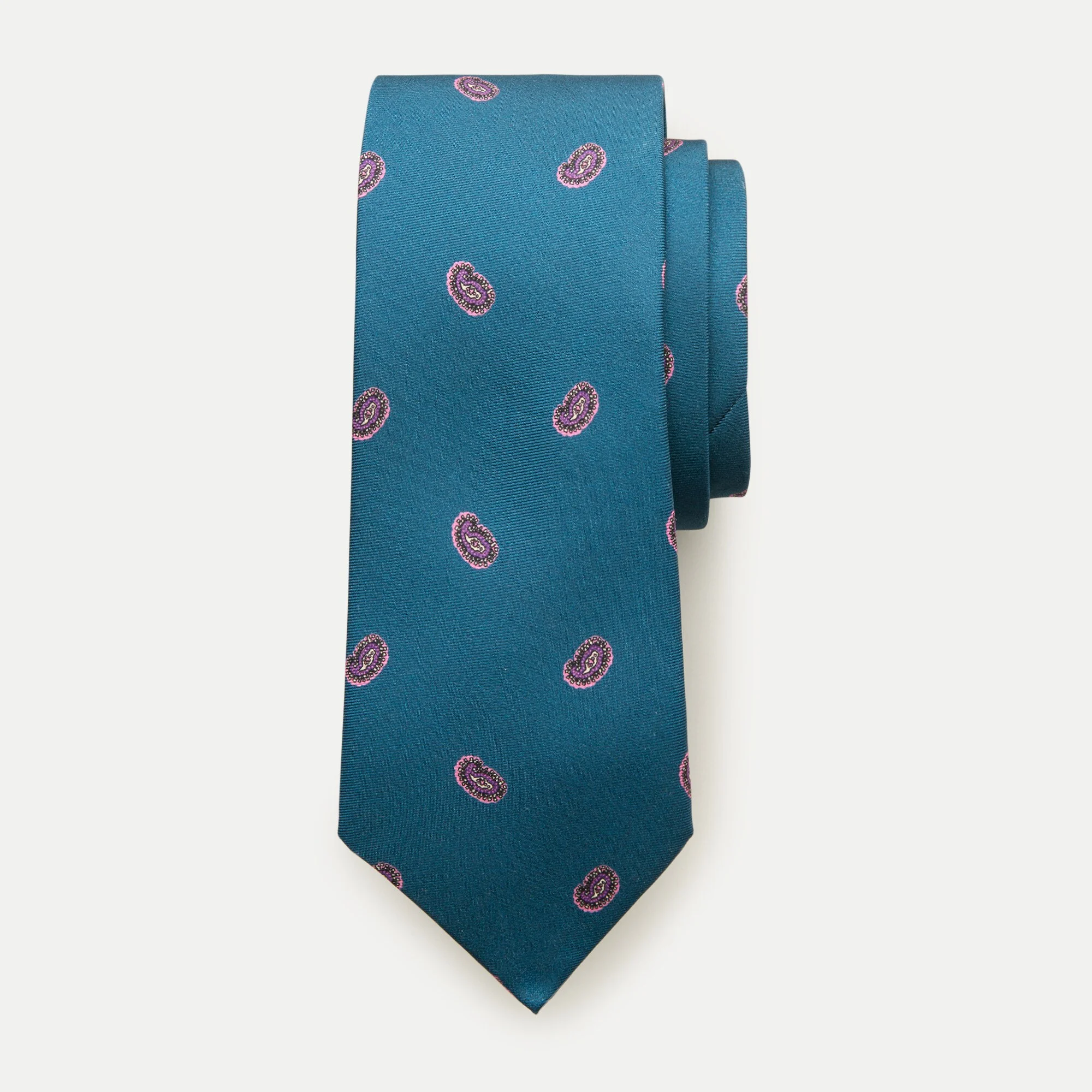 English silk twill tie in paisley - 1