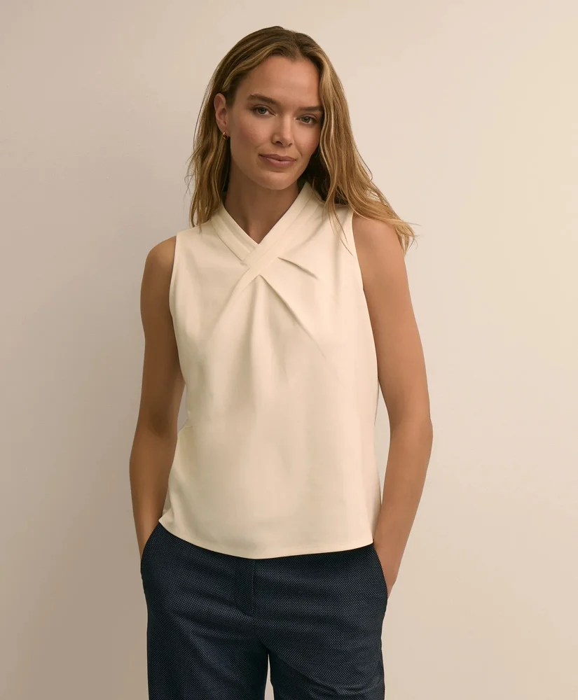 Cross-Neck Sleeveless Knit Top - 1