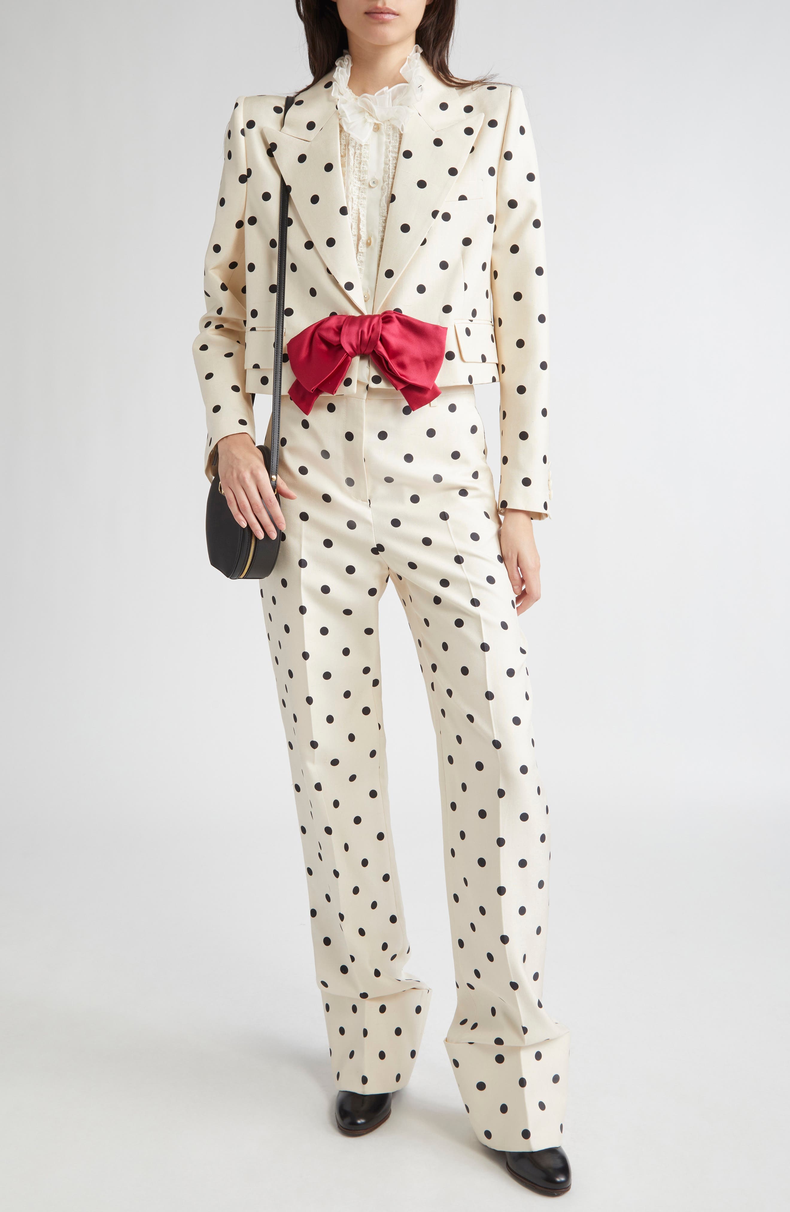 Valentino Garavani Polka Dot Bow Blazer in Betulla/Nero at Nordstrom - 2