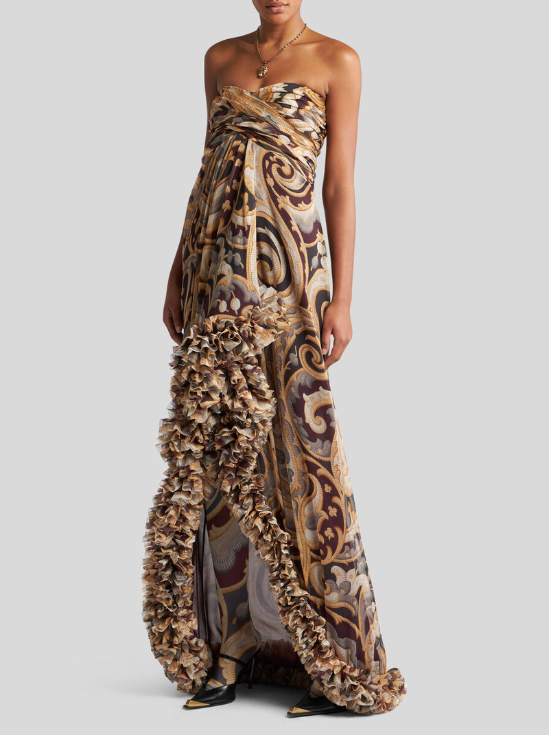 Etro PRINTED SILK DRESS WITH RUCHING outlook