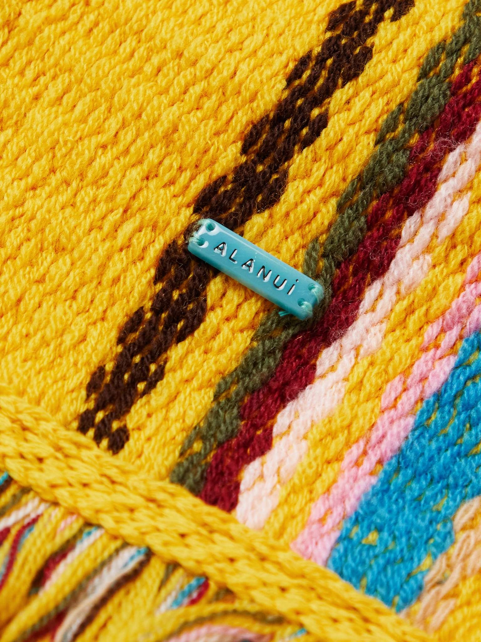 Shawl-Collar Frayed Striped Wool Cardigan - 3