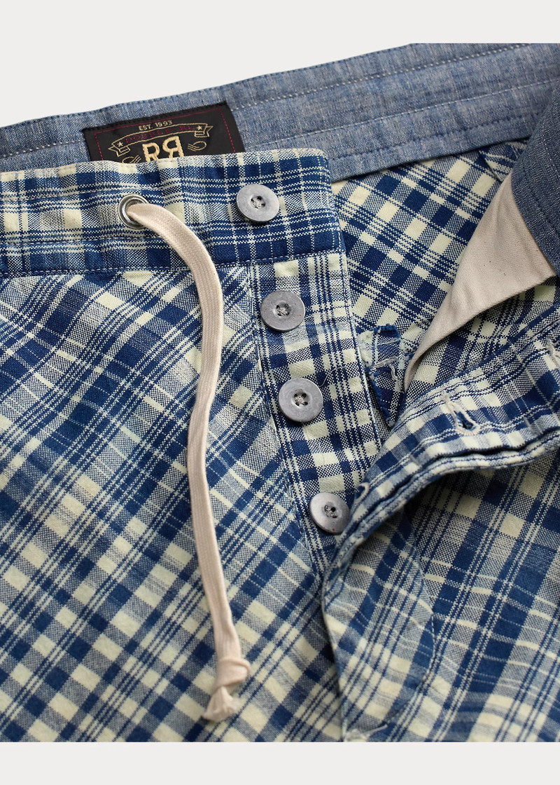 Indigo Plaid Woven Short 3