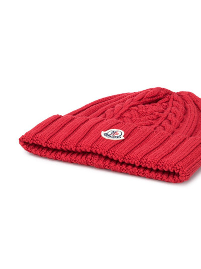 Moncler logo patch beanie outlook