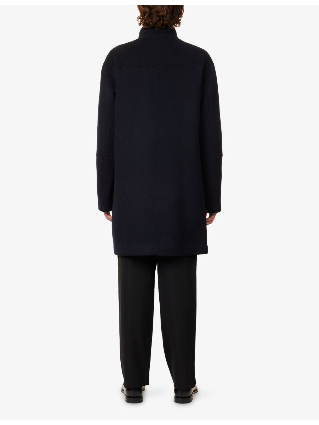 Stand-Collar Long-Sleeve Wool Overcoat - 4