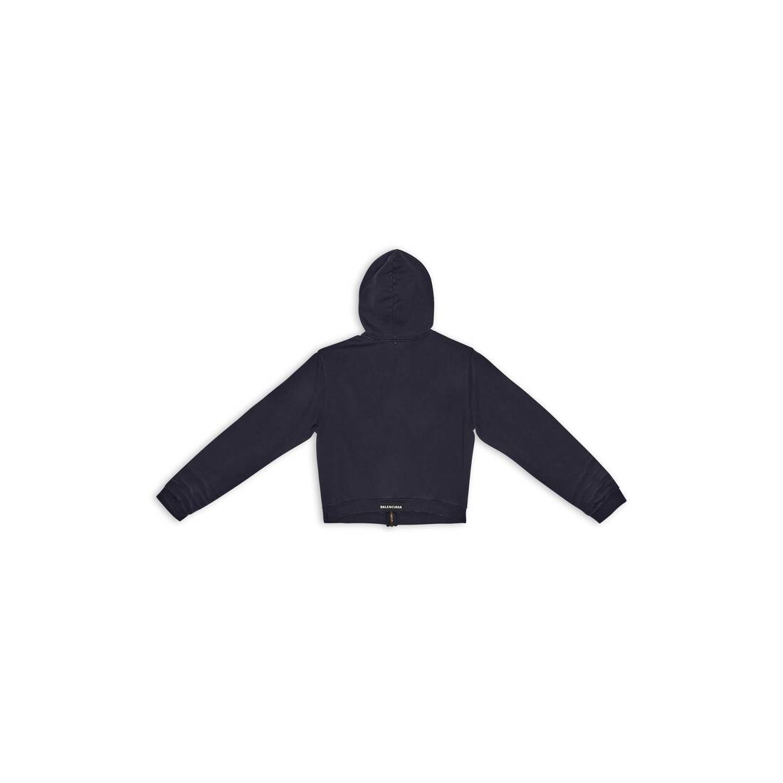 Men's Balenciaga Tab Worn-out Zip-up Hoodie in Black - 2