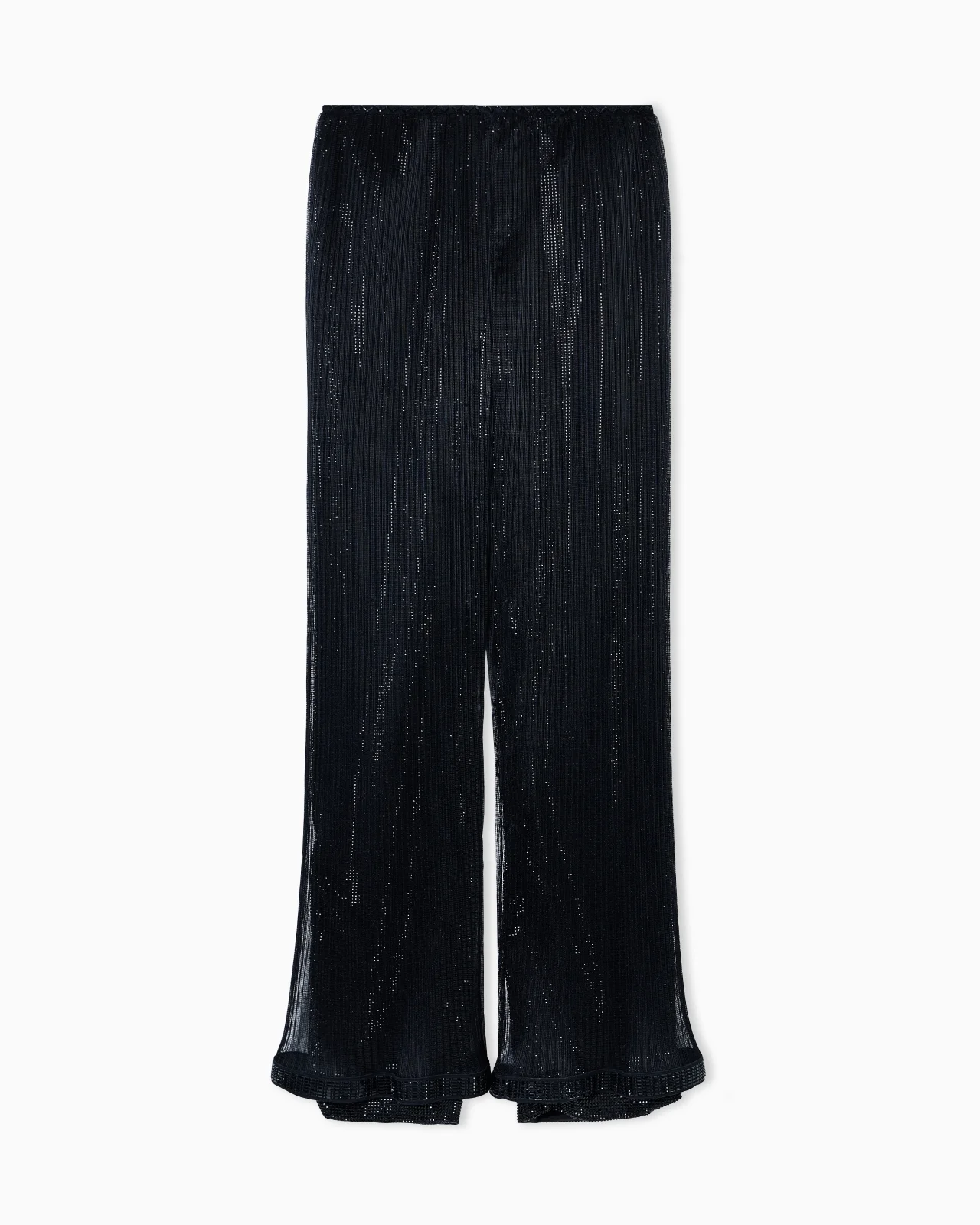 Crystal-embroidered pleated tulle trousers - 1