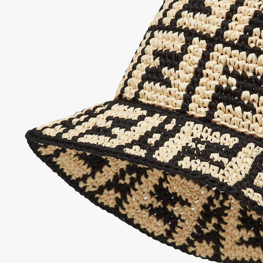 Beige raffia bucket hat - 2