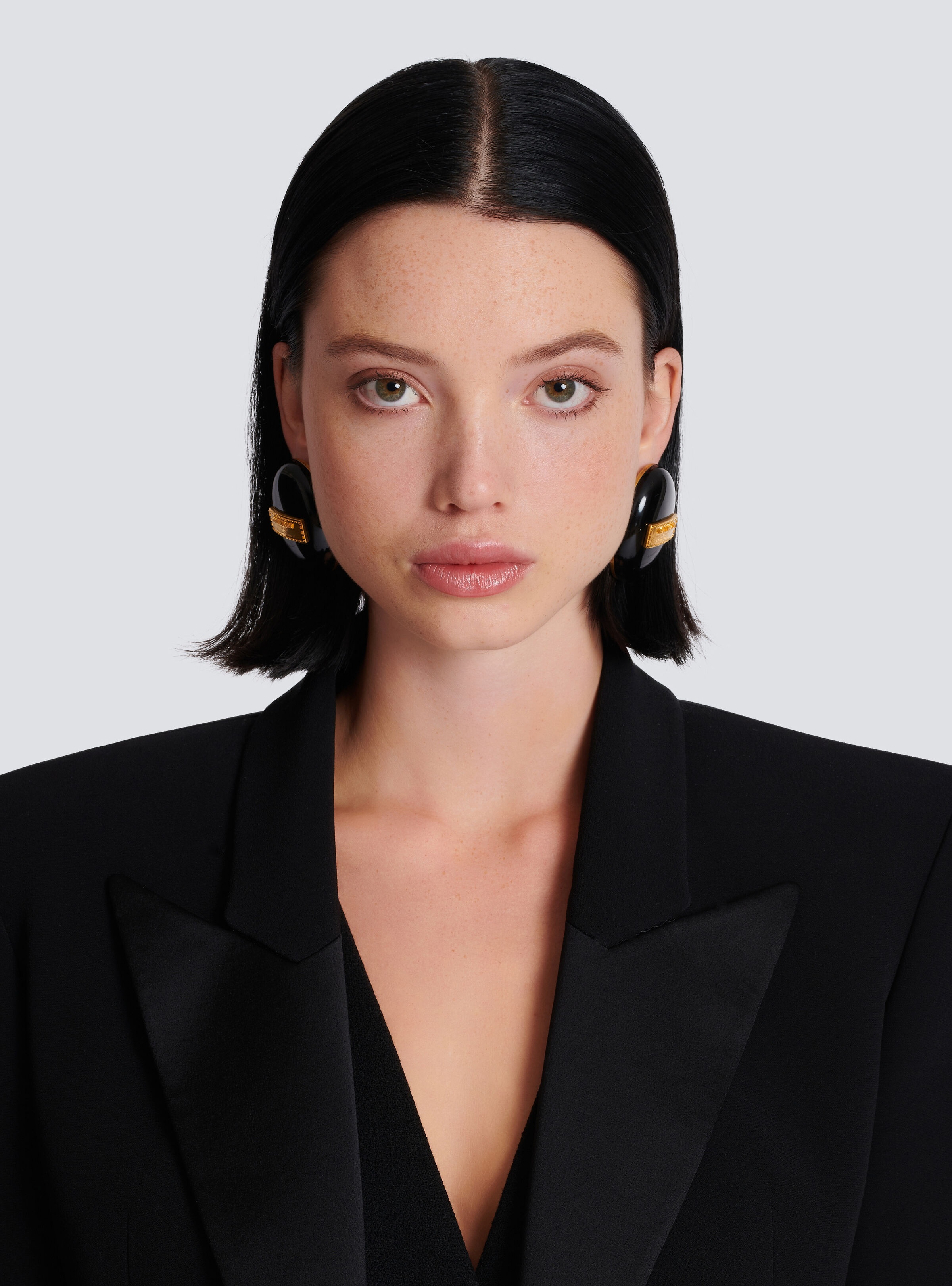 Signature Grid brass and enamel earrings - 3