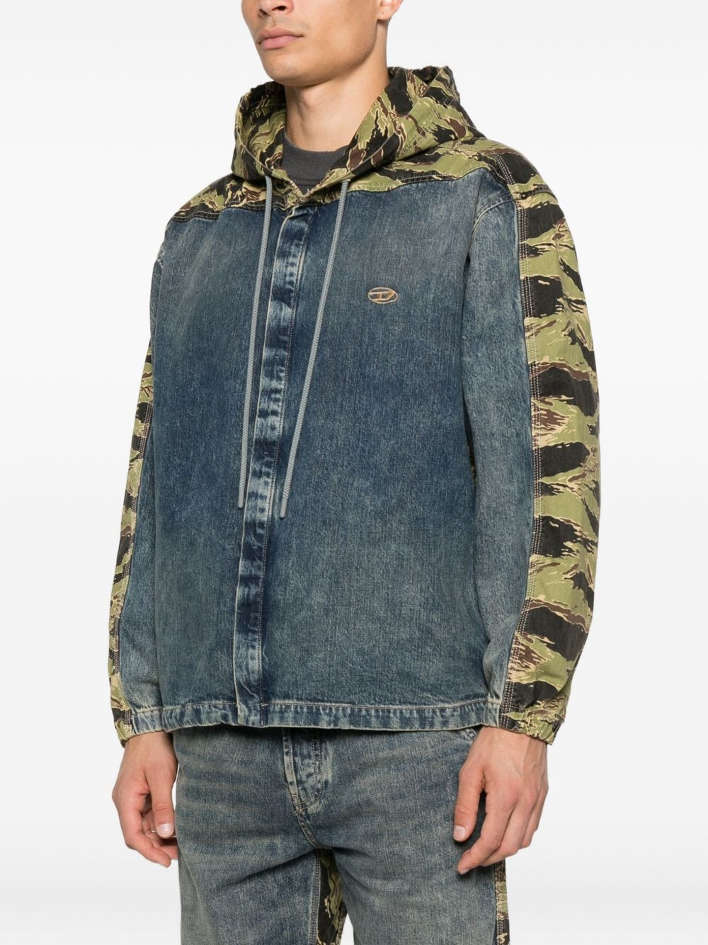 camouflage-panel denim jacket - 3