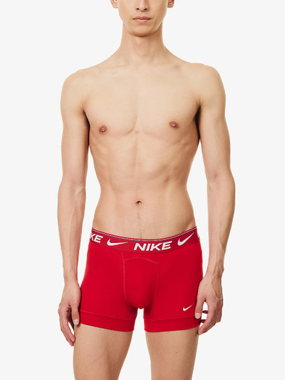 Nike Log-waistband pack of three stretch-recycled polyester trunks outlook