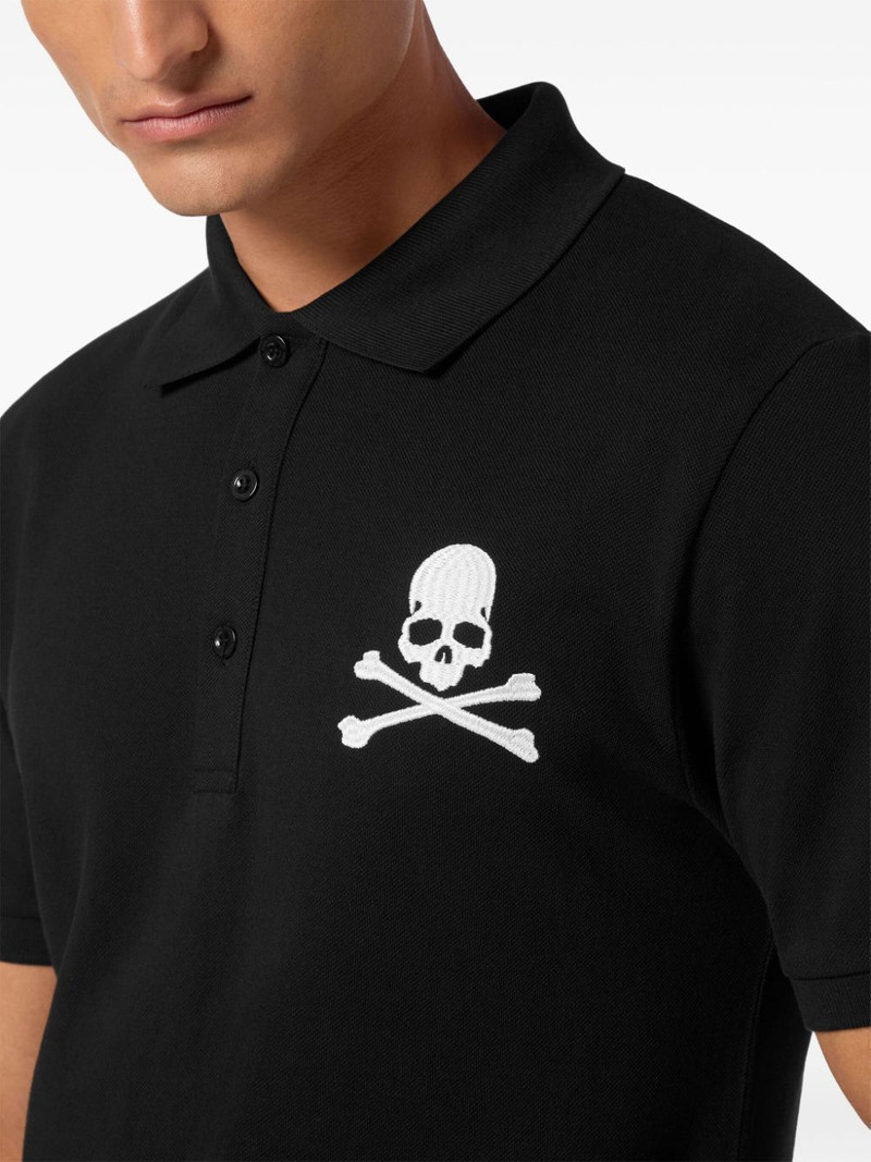 skull-embroidered cotton polo shirt 5