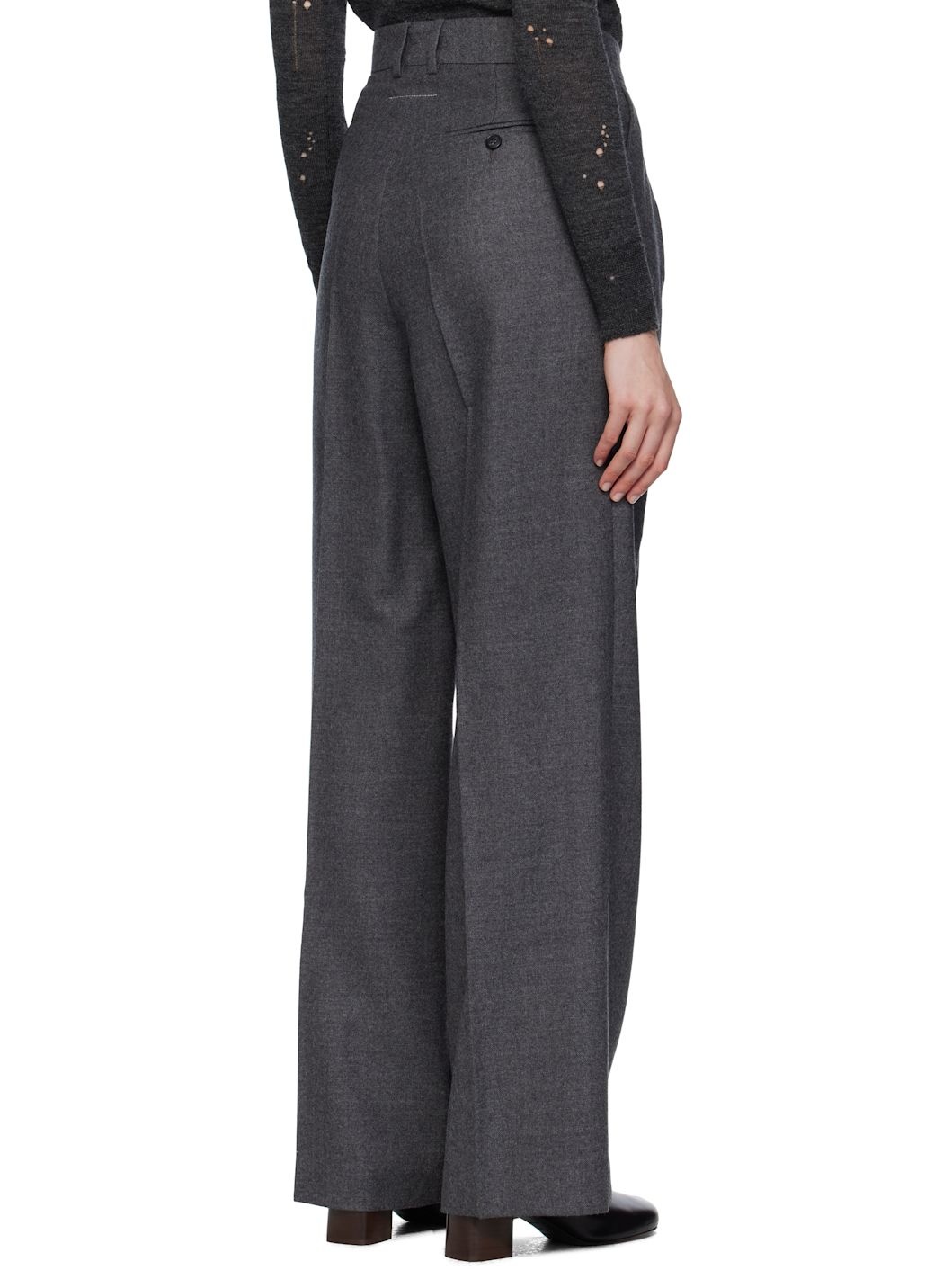 Gray Tailored Wool Trousers - 3