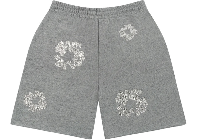 DENIM TEARS Denim Tears Cashmere Swarovski Cotton Wreath Shorts Grey outlook