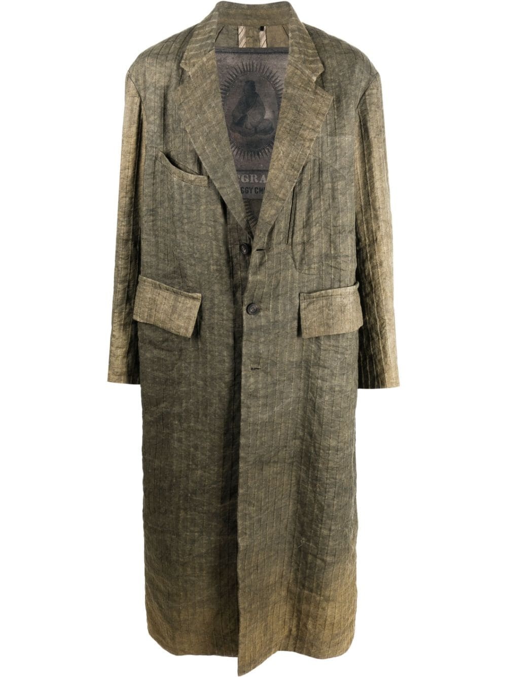 distressed-effect striped trench - 1